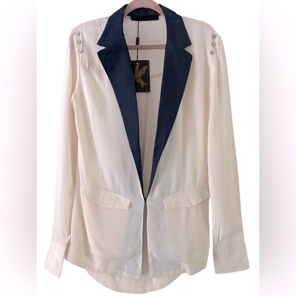 One Teaspoon Cream and Chambray Lightweight Blazer NWT